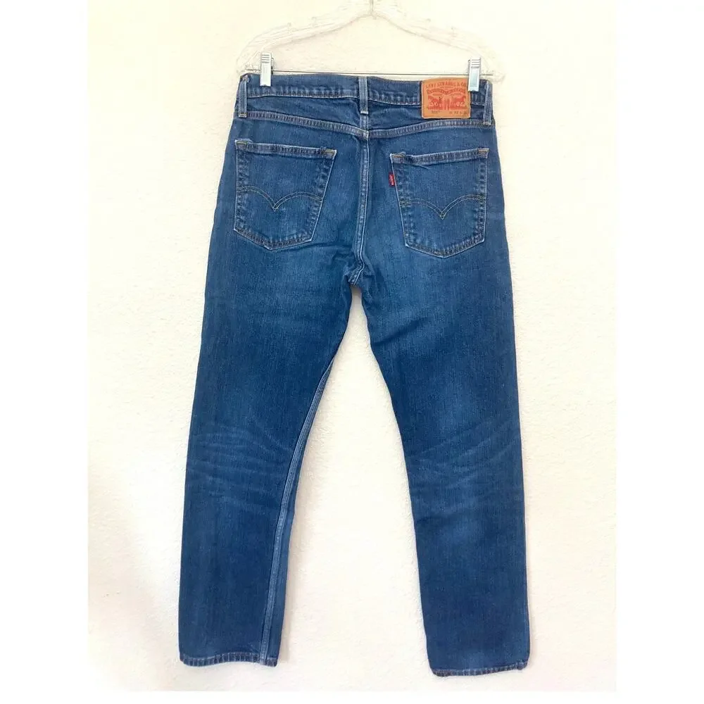 Levi's 513 Mens 32 x 32 Slim Straight Western Fall Indie Casual Denim Blue Jeans